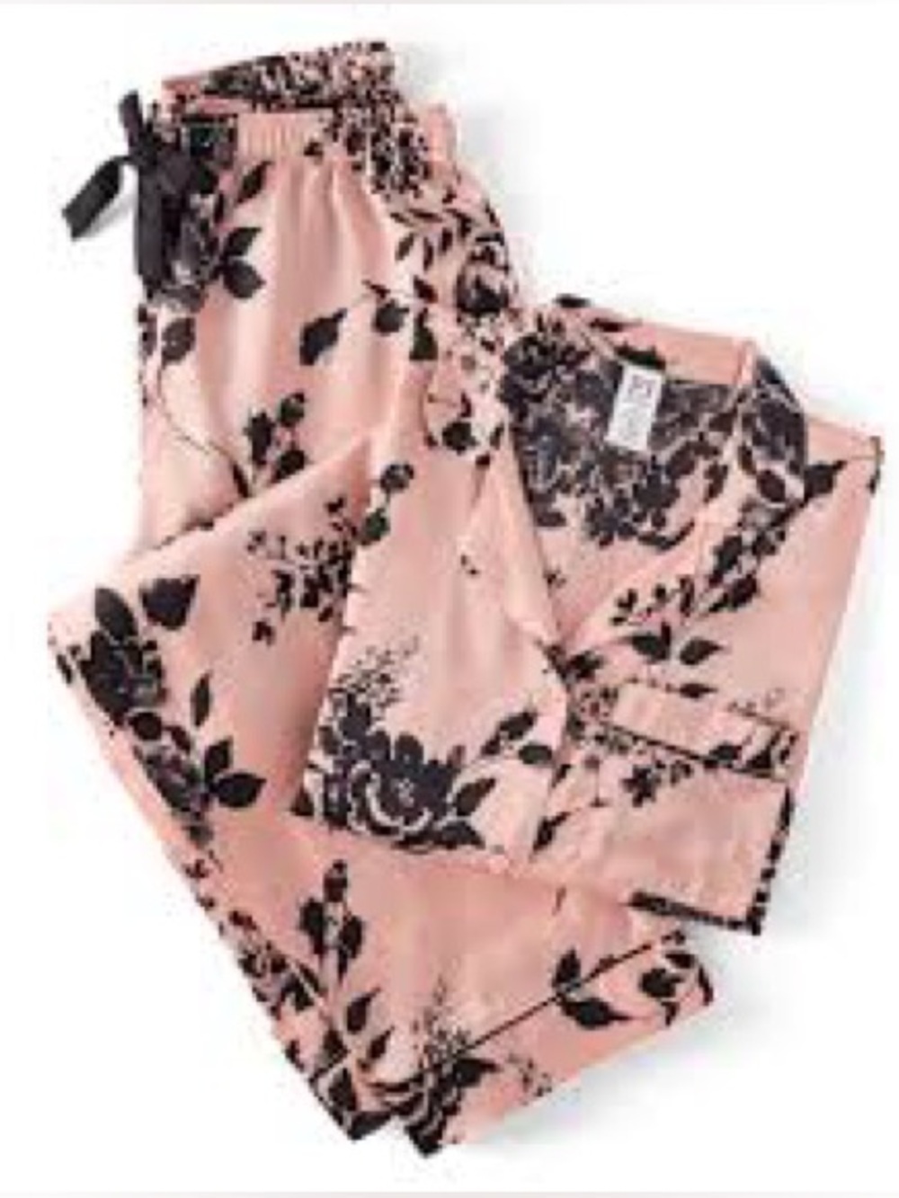 NWT XL Pink and Black Floral Pajama Set - Picture 3 of 8